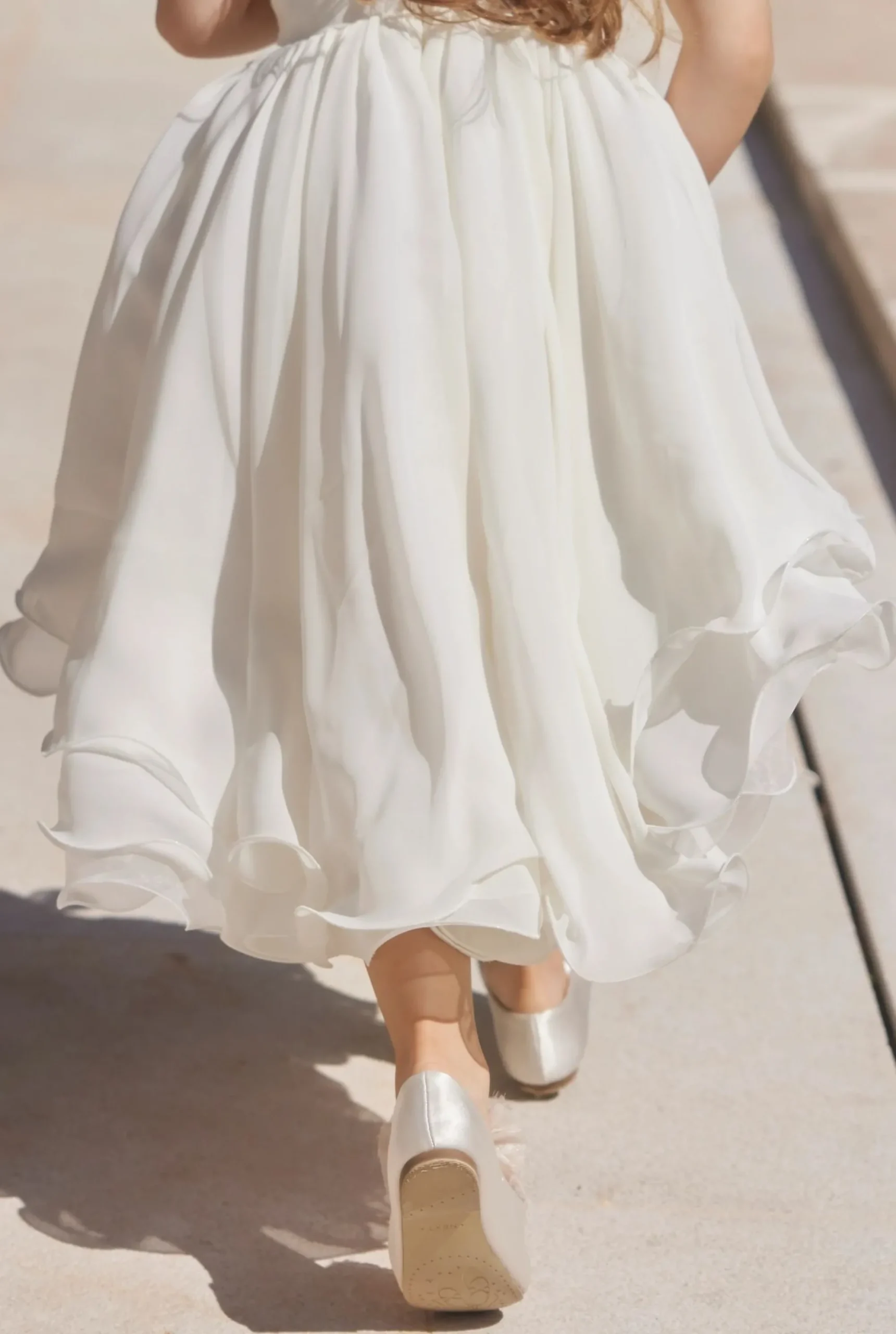Flash Sale Ajla - Children'S Waist Crinkle Dress With Floral Appliques And Asymmetrical Bottom Women Kids
