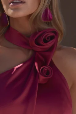 Clearance Allen - Satin Mini In Ruby Shade Women Wedding