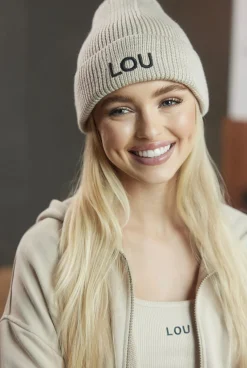 Discount Beige Winter Beanie With Lou Logo Women Winter Hats