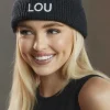 Online Black Winter Beanie With Lou Logo Women Winter Hats