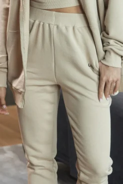 New Boston Beige - Beige Pants With Logo And Cuffs Women Tracksuits