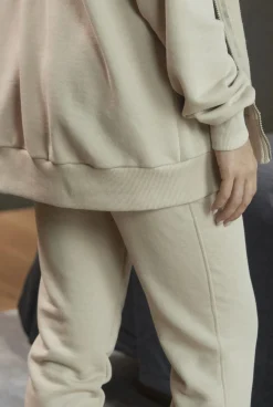 New Boston Beige - Beige Pants With Logo And Cuffs Women Tracksuits