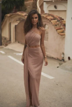 Best Catlin - Elegant Asymmetrical Maxi Dress In Iridescent Brown Women New Year'S Eve