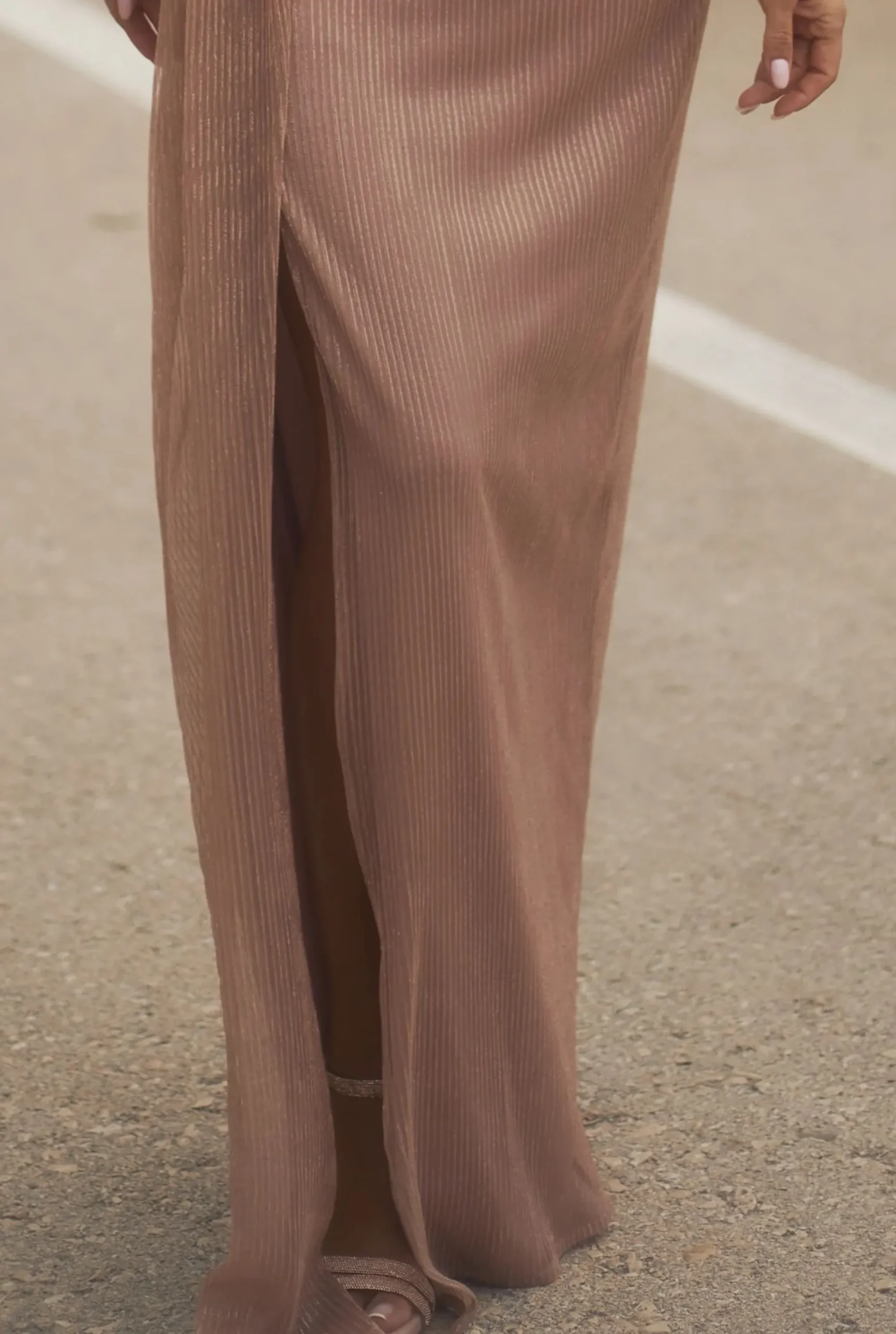 Best Catlin - Elegant Asymmetrical Maxi Dress In Iridescent Brown Women New Year'S Eve
