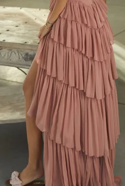 Flash Sale Danielle - A Cascade Of Ruffles In A Smoky Pink Dress Women Wedding