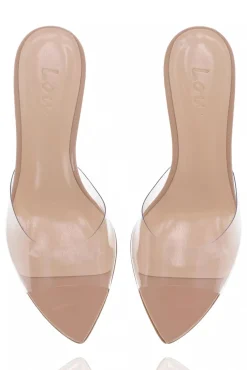 Clearance Femi - Light Pink Heeled Shoes With Transparent Strap Women Shoes