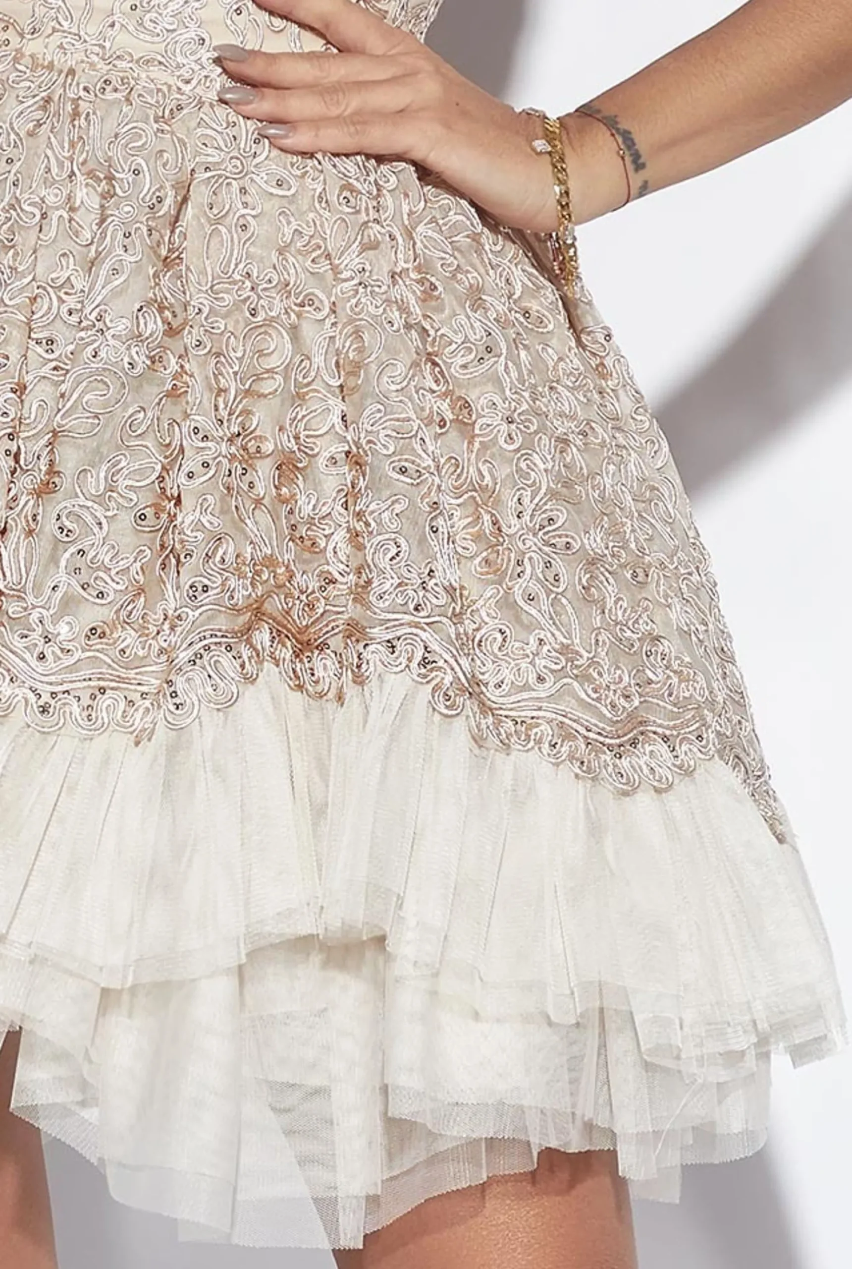 Shop Grace - Lace Dress In Shades Of Beige Women New Year'S Eve