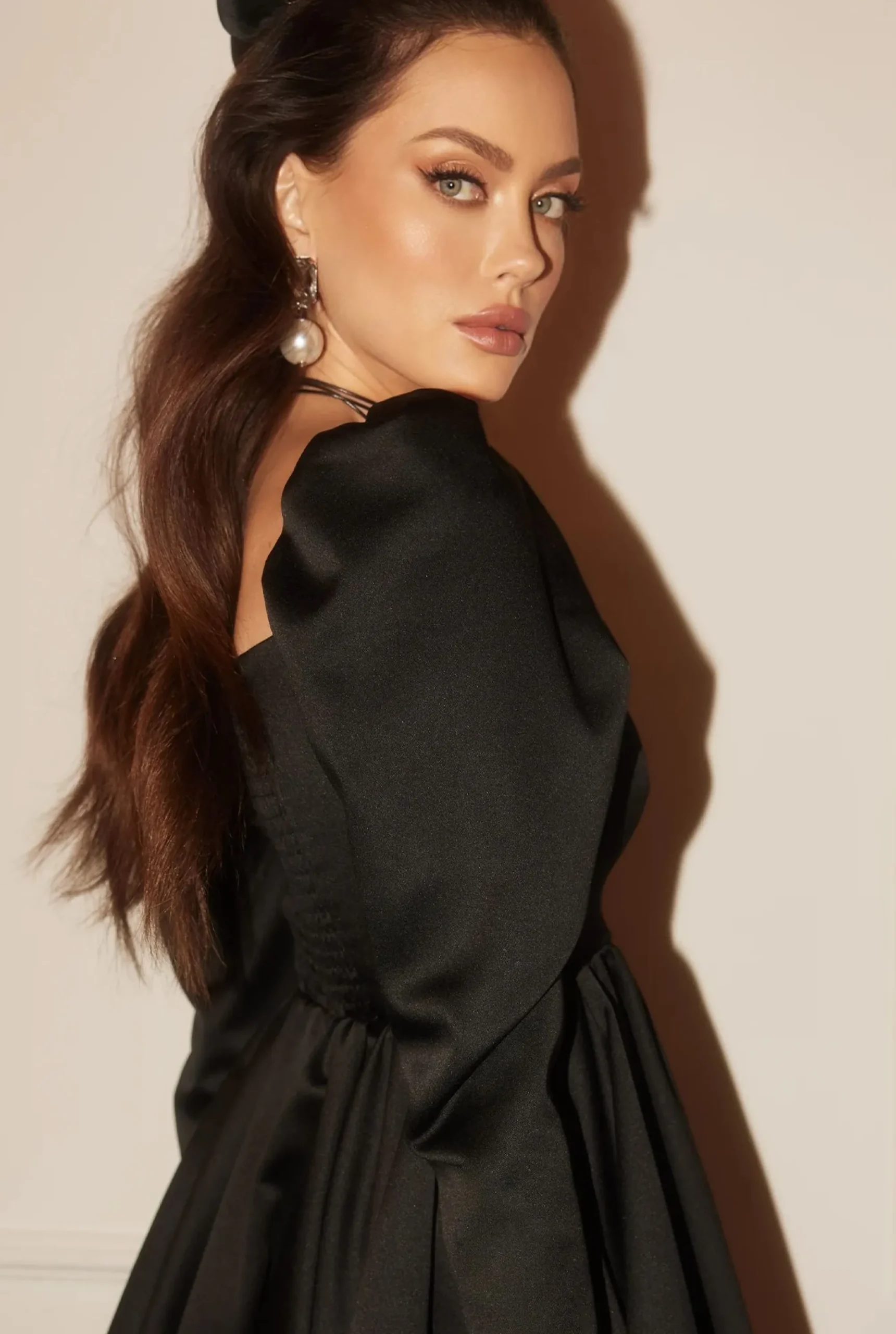 Hot Halika - Black Mini Dress With Sleeve Buffs Women Wedding