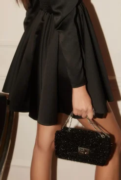Hot Halika - Black Mini Dress With Sleeve Buffs Women Wedding
