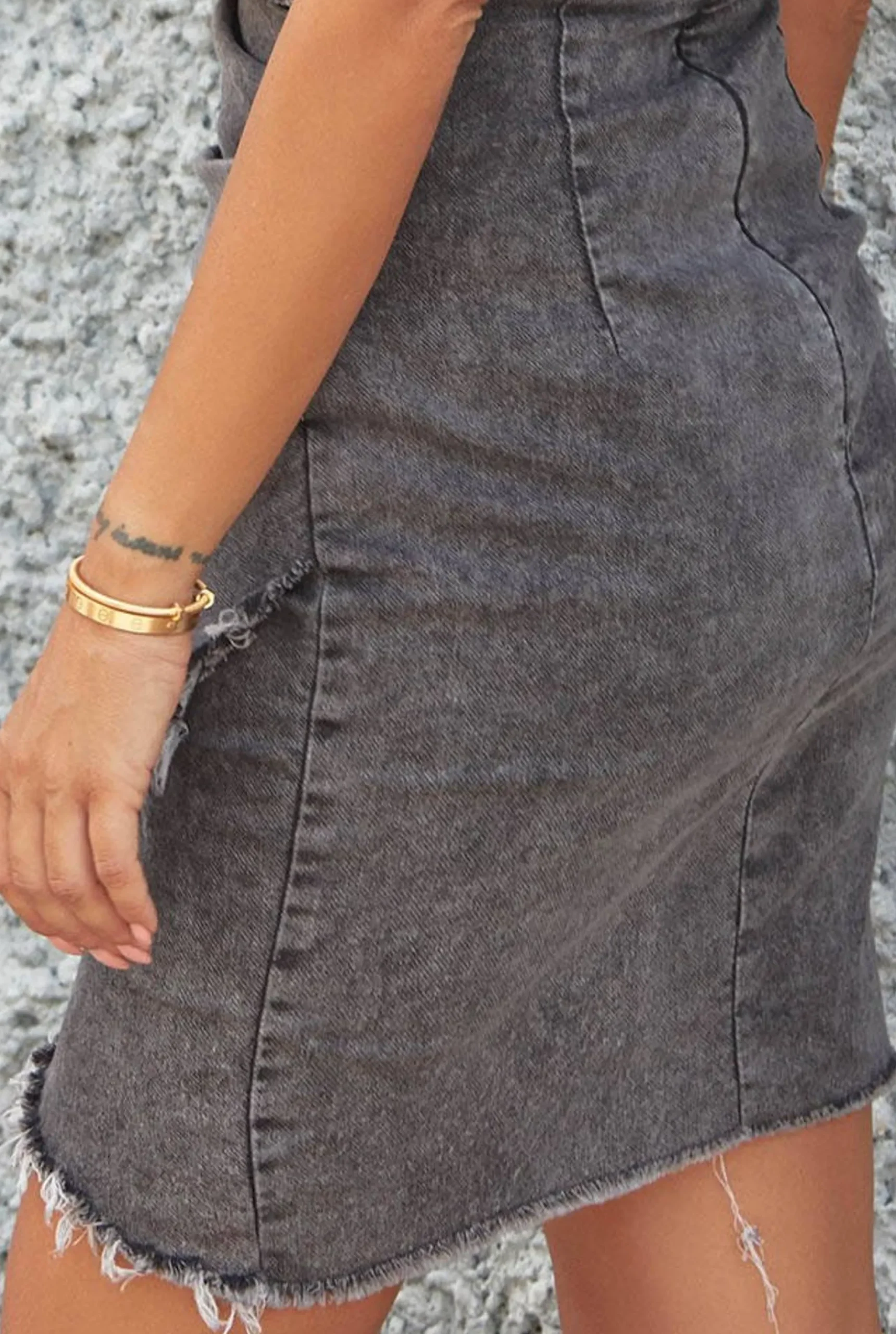 Clearance Hannah - Asymmetrical Denim Dress In A Shade Of Gray Women Every Day
