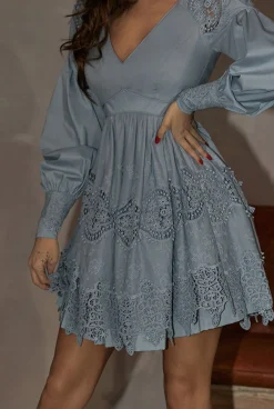 Cheap Iowa - A Blue Boho Dress With Embroidery Women Every Day