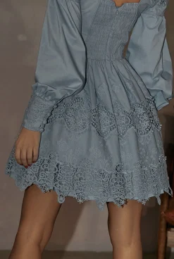 Cheap Iowa - A Blue Boho Dress With Embroidery Women Every Day
