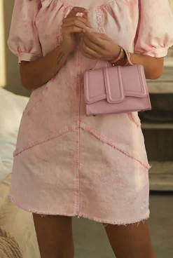 Hot Kelly - Pink Denim Dress With Puffs Women Every Day