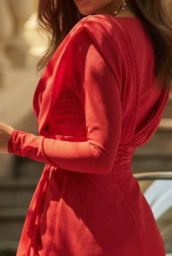 Cheap Kinzly - Impressive Dress In The Color Of Intense Red With Glitter Women Wedding
