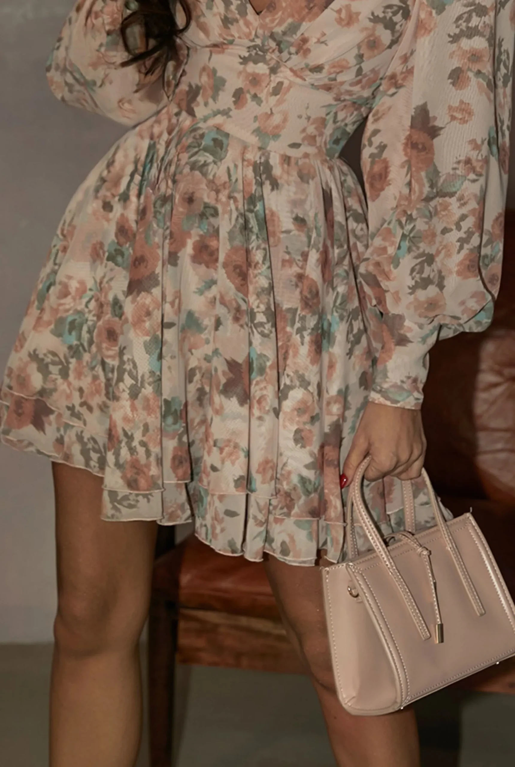 Flash Sale Laila - A Mini Dress In A Shade Of Dirty Pink With A Floral Print Women Christening