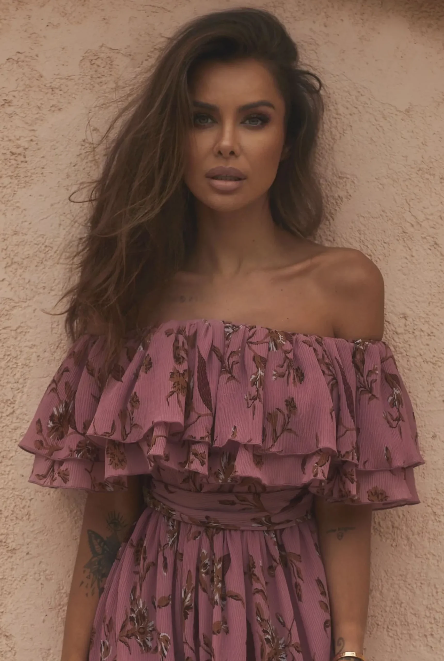 Best Lavinia - Midi Dress In Dirty Pink With Floral Prints Women Wedding