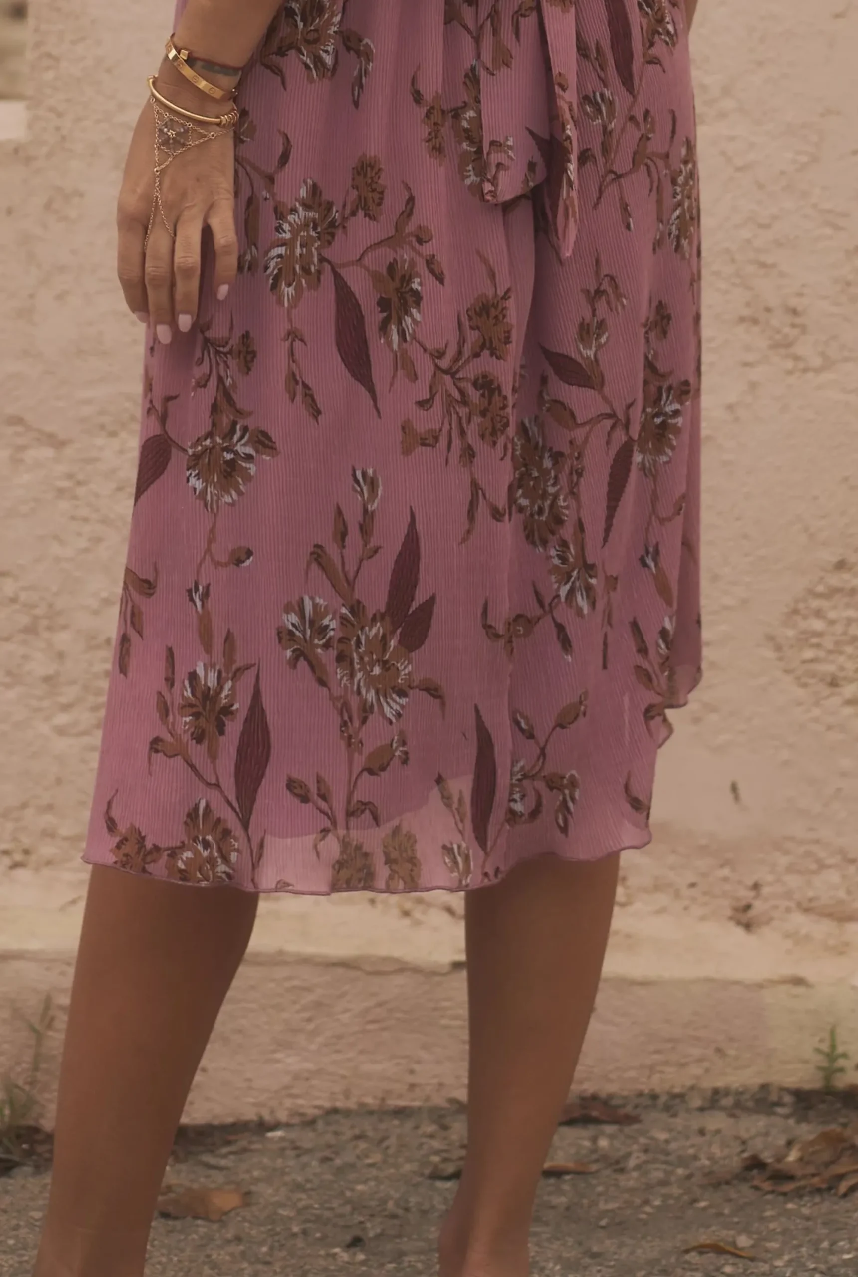 Best Lavinia - Midi Dress In Dirty Pink With Floral Prints Women Wedding