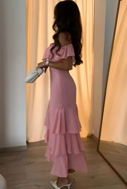 Cheap Lucette - Pink Maxi Dress With Spanish Neckline Women Christening