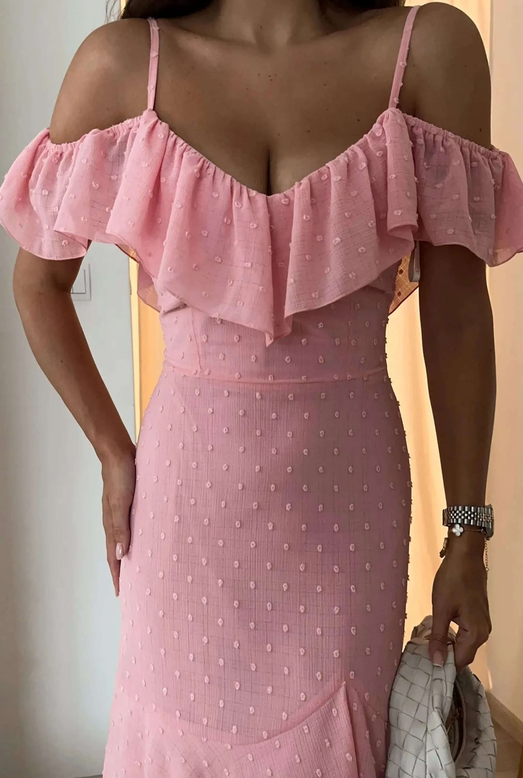 Cheap Lucette - Pink Maxi Dress With Spanish Neckline Women Christening