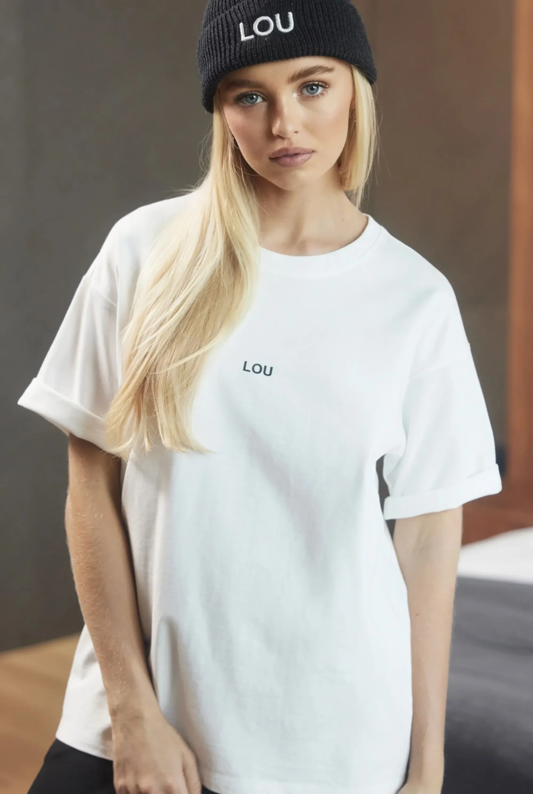 Online Madison - Classic Ecru T-Shirt With Black Logos Women T-Shirts