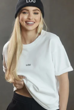 Online Madison - Classic Ecru T-Shirt With Black Logos Women T-Shirts