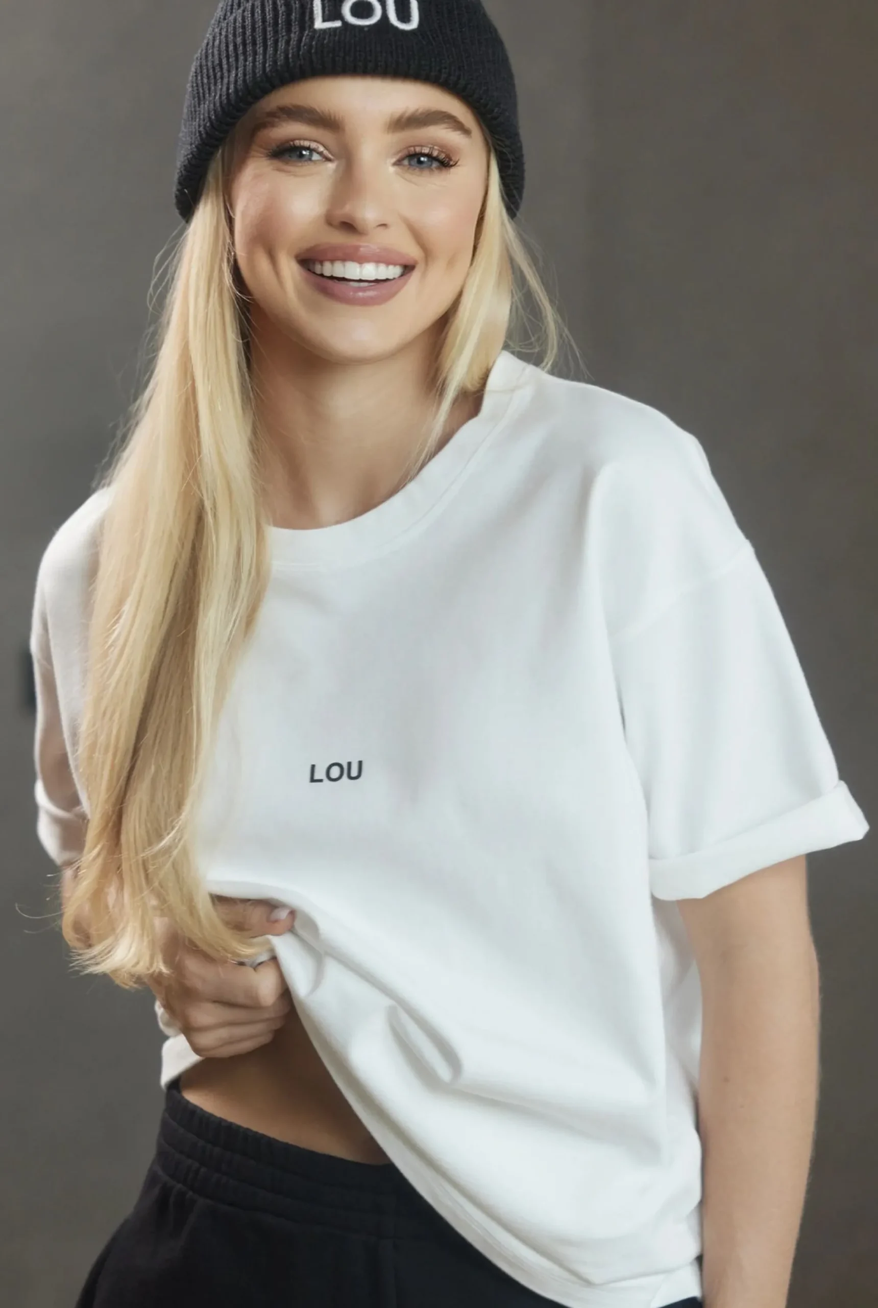 Online Madison - Classic Ecru T-Shirt With Black Logos Women T-Shirts