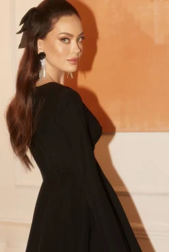 Fashion Malati - Blinkered Mini Dress With Deep Neck And Mesh Women New Year'S Eve