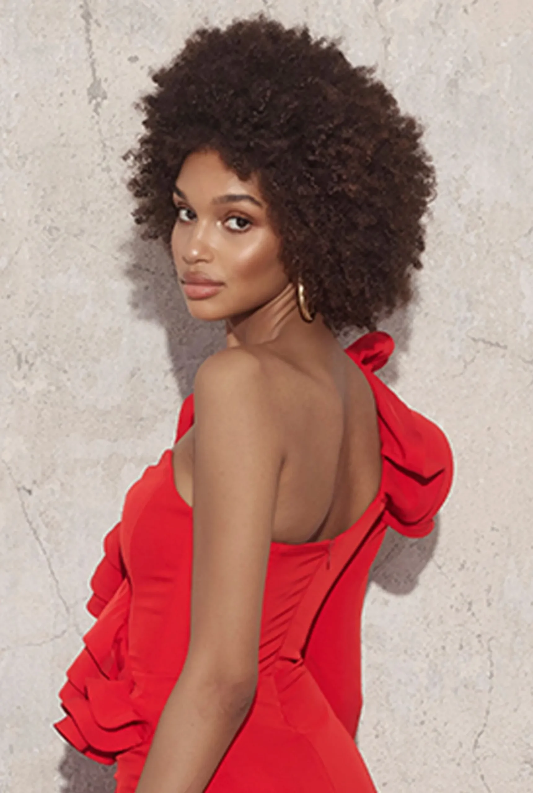 Clearance Marlene - Red Dress With A Frill Pattern Women Wedding
