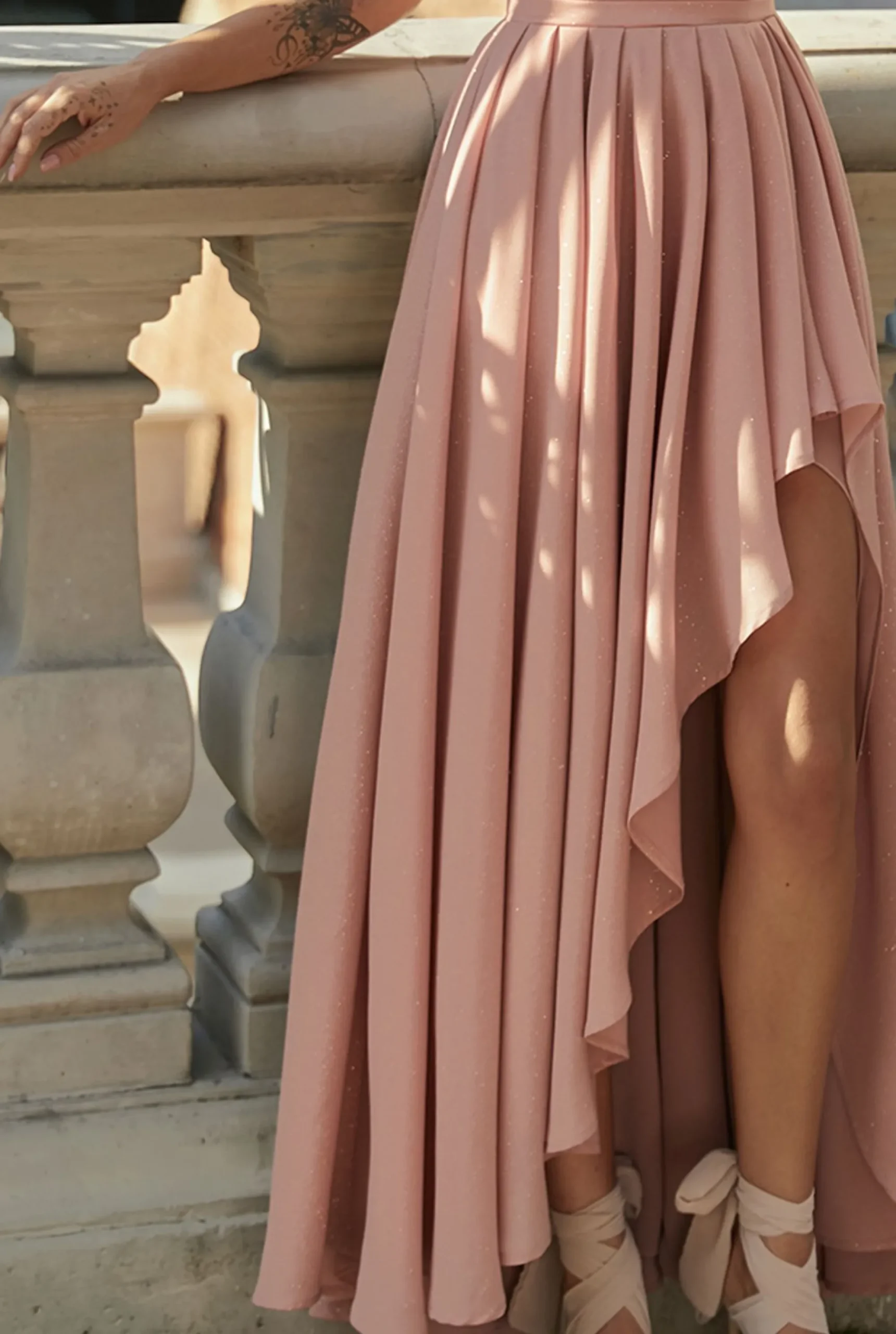 Fashion Molly Dark Pink - Maxi Powder Dress With Golden Glitter Women Wedding
