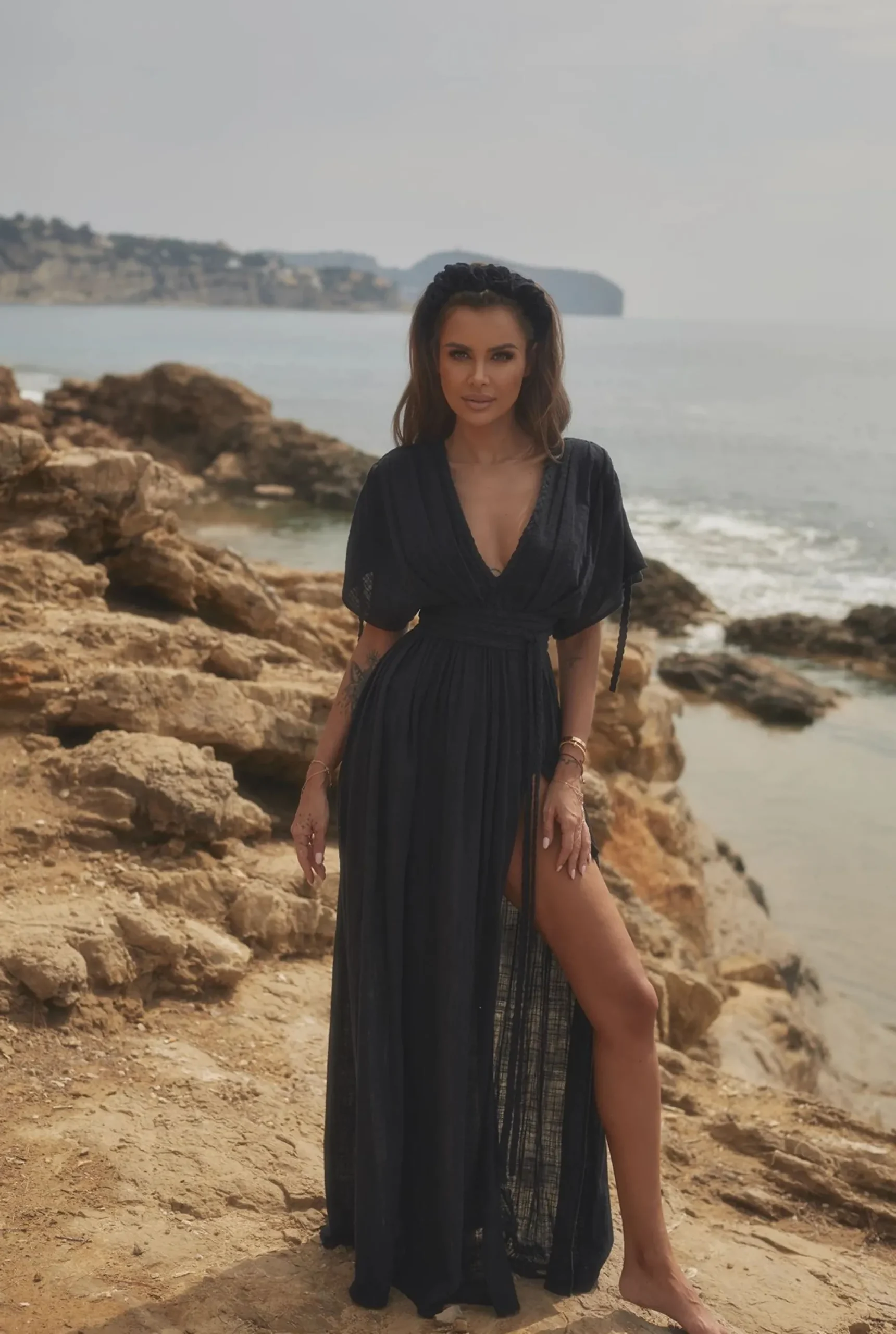 Cheap Nefre - Black Boho Style Maxi Dress With Kimono Sleeves Women Every Day