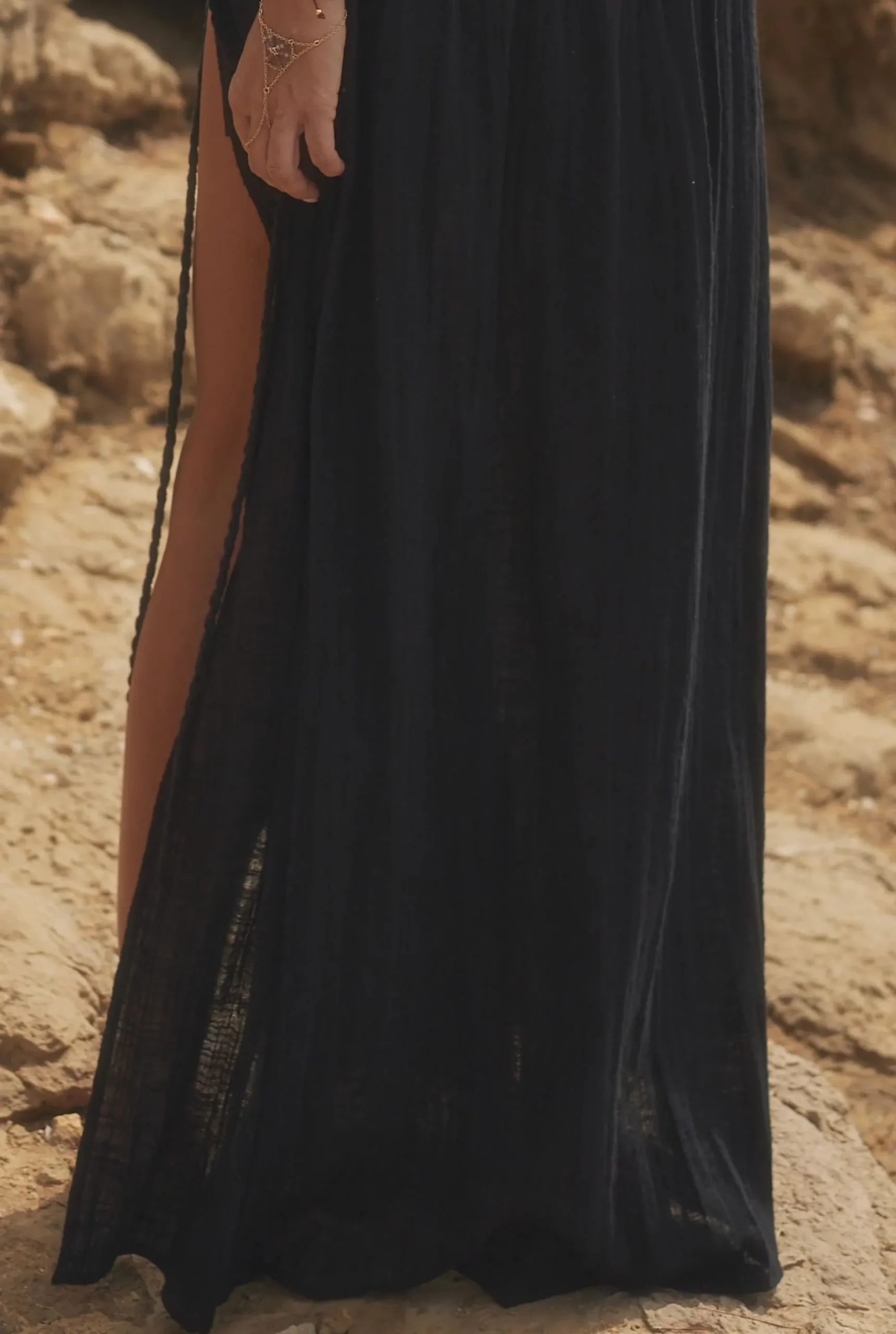 Cheap Nefre - Black Boho Style Maxi Dress With Kimono Sleeves Women Every Day