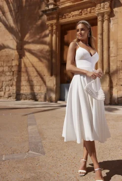 Online Ophelia White - Airy Midi Dress In A Shade Of White Women Wedding