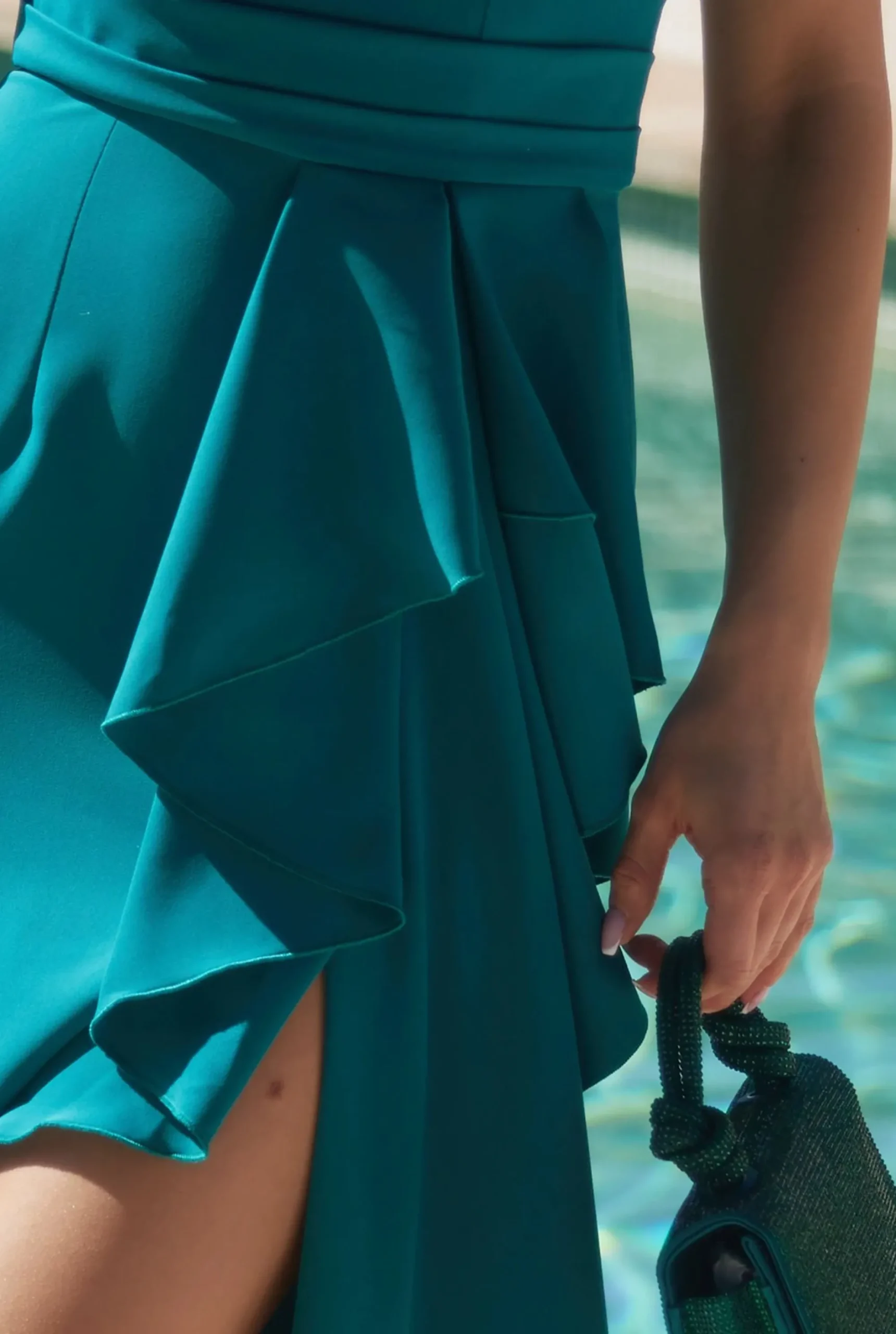 Flash Sale Polet - Green Maxi Dress With Frills Women Wedding