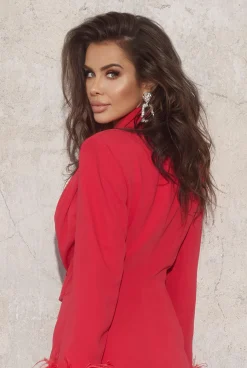 New Randi Red - Jacket Dress With Feathers Women Wedding