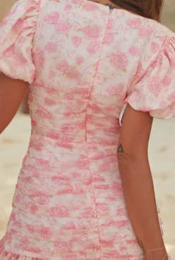 Online Roma - Dress With Floral Print In Shades Of Pink Women Wedding