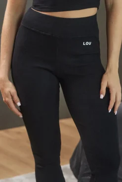 Clearance Saura - Black Leggings In Ribbed Fabric Women Tracksuits