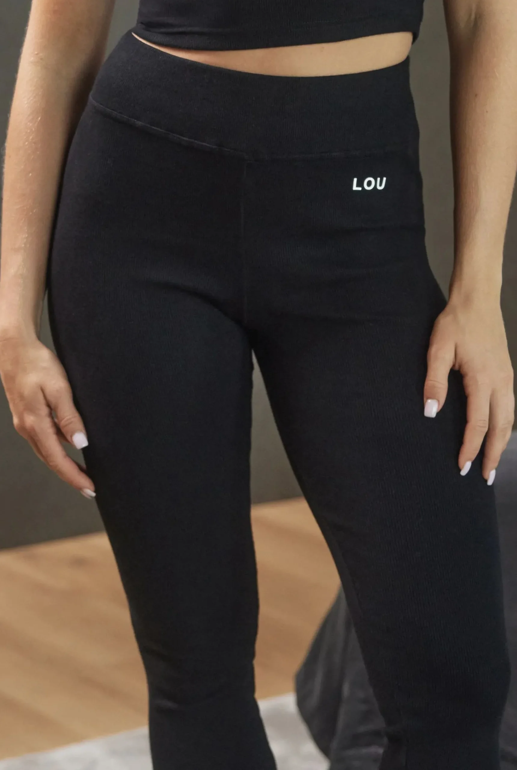 Clearance Saura - Black Leggings In Ribbed Fabric Women Tracksuits