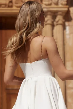 Outlet Somi - Asymmetrical Cream Midi Dress Women Wedding