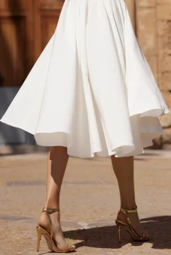 Outlet Somi - Asymmetrical Cream Midi Dress Women Wedding