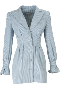 Hot Vari - Blue Denim Mini Dress With Neckline Women Wedding