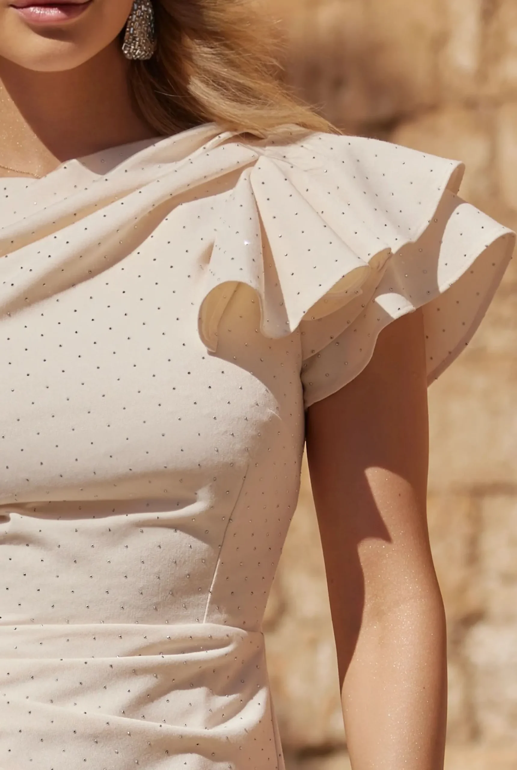 Outlet Verdi - Elegant Dress With Embellished Jets And Unique Creases Women Christening