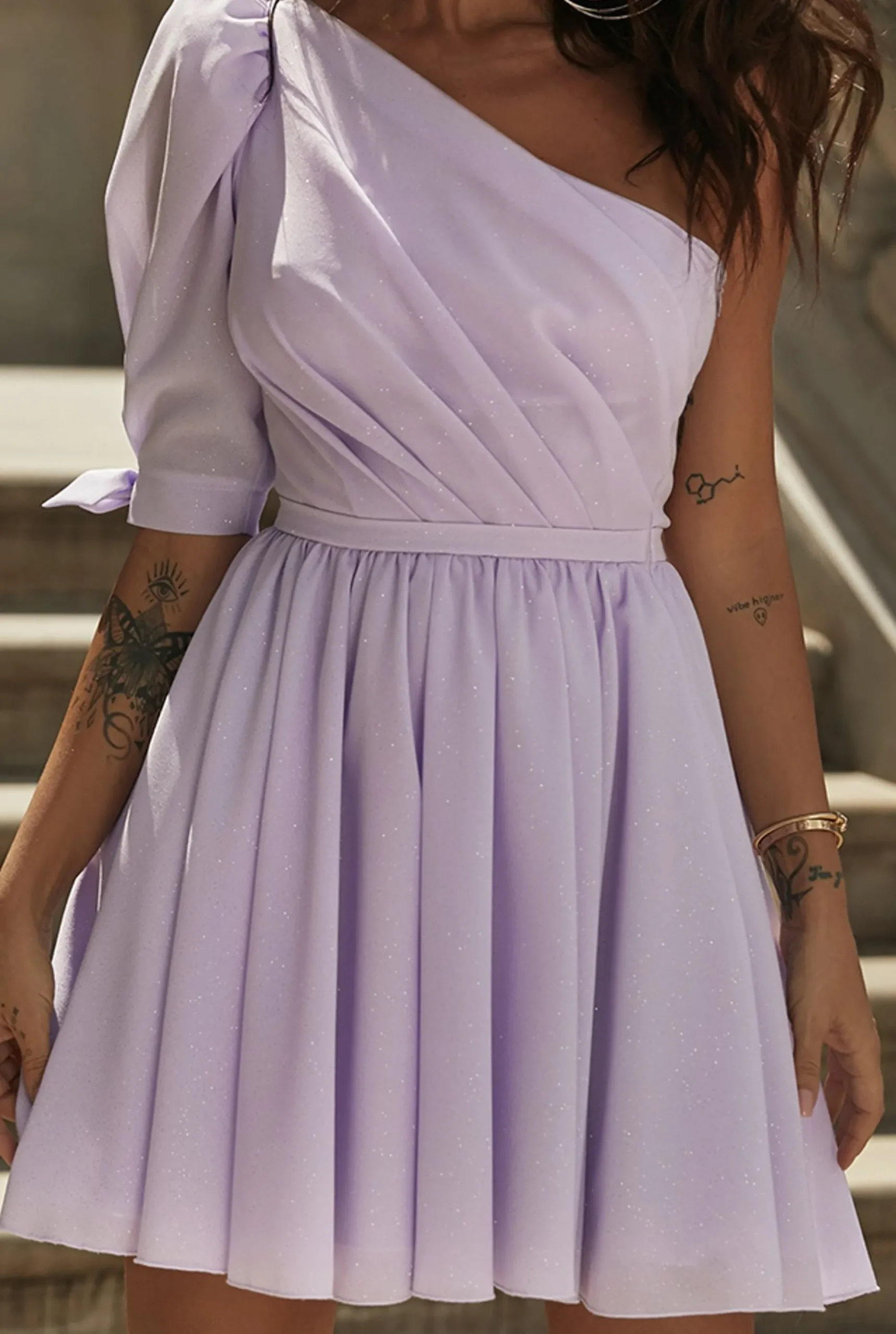Hot Villanelle Violet - Mini Dress In Powder Purple Women Wedding