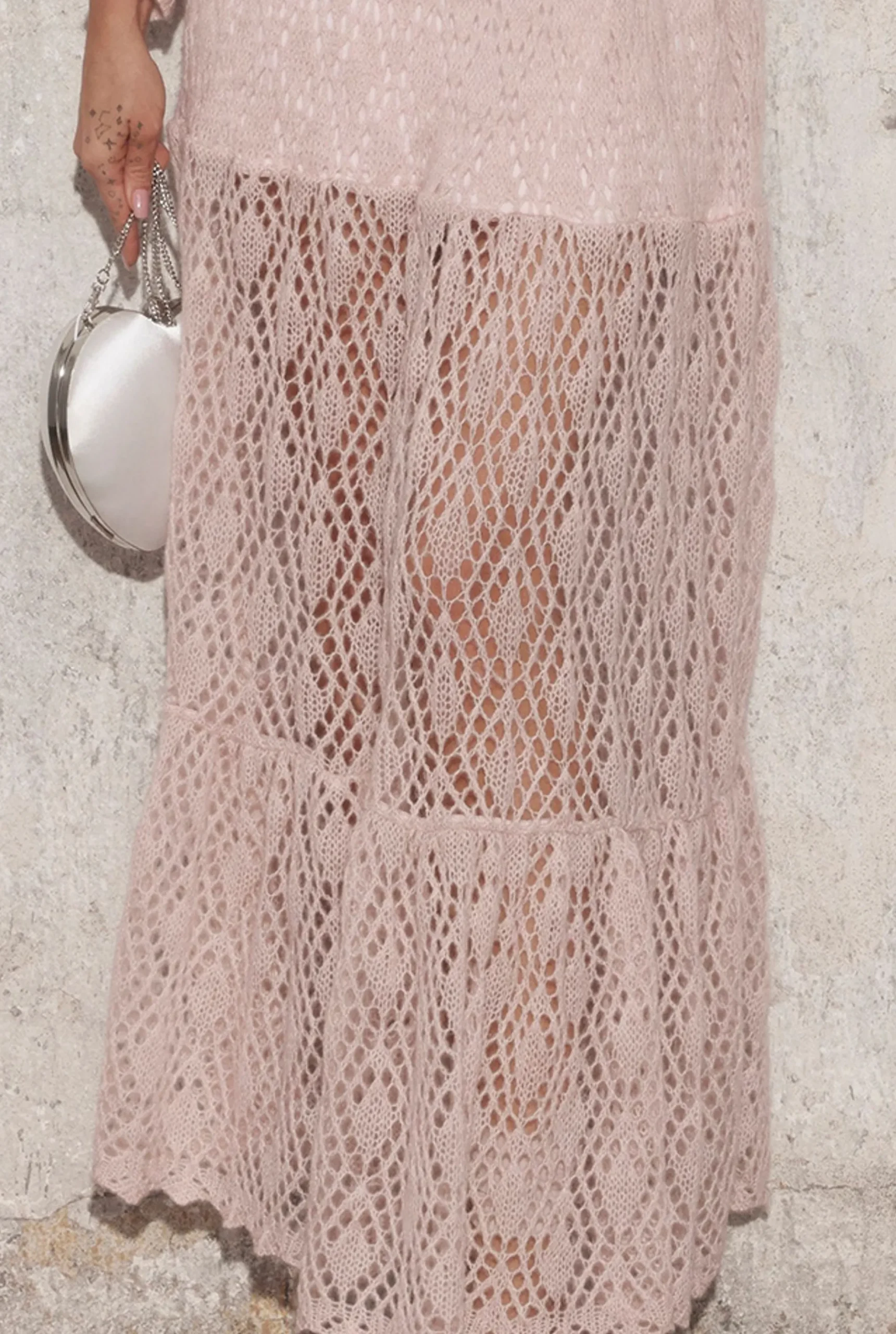 Outlet Willow - Pink Maxi Knit Dress Women Every Day