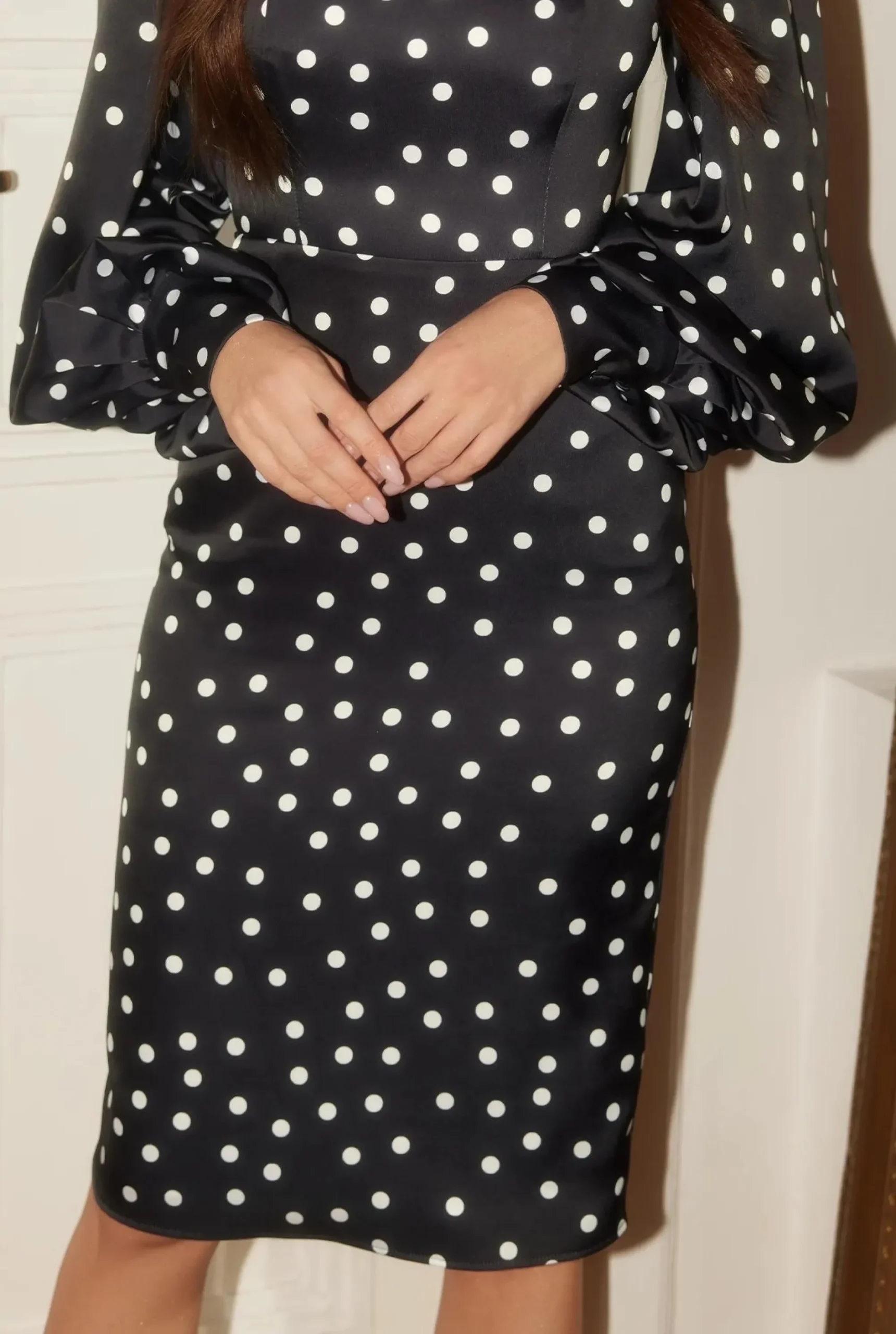 Fashion Yann - Black Midi Dress With Pockets Women Wedding