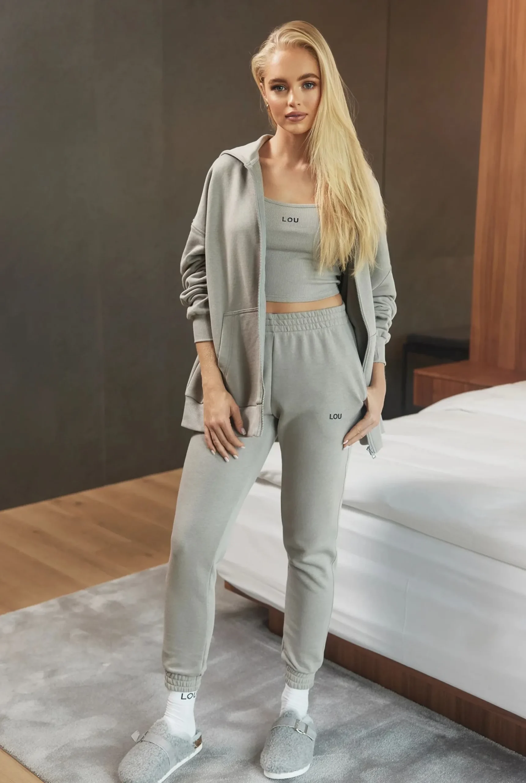 Online Zorca Zip - Ash-Colored Hoodie Women Tracksuits